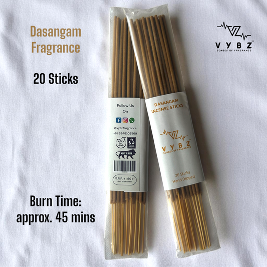 Dasangam Incense Sticks | Pack of 20 | 45+ Mins Burn | Traditional Fragrance | Hand-Dipped